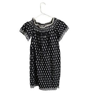 Max Studio Black with White Embroidered Flowers Medium Dress- nursing friendly!